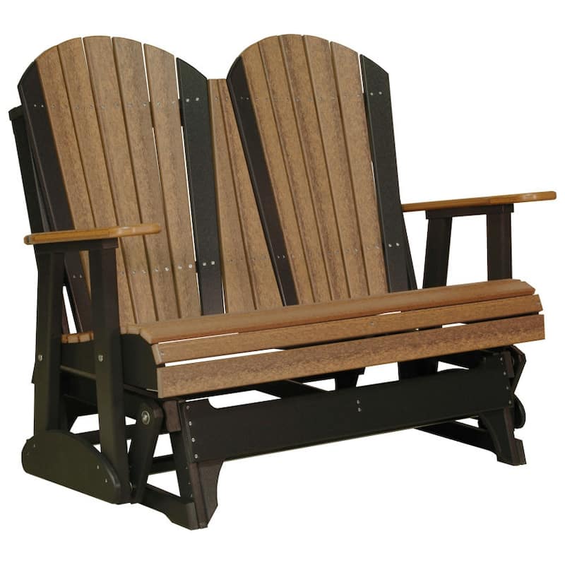 Poly Lumber Adirondack Glider - 4' - Antique Mahogany Woodgrain & Black