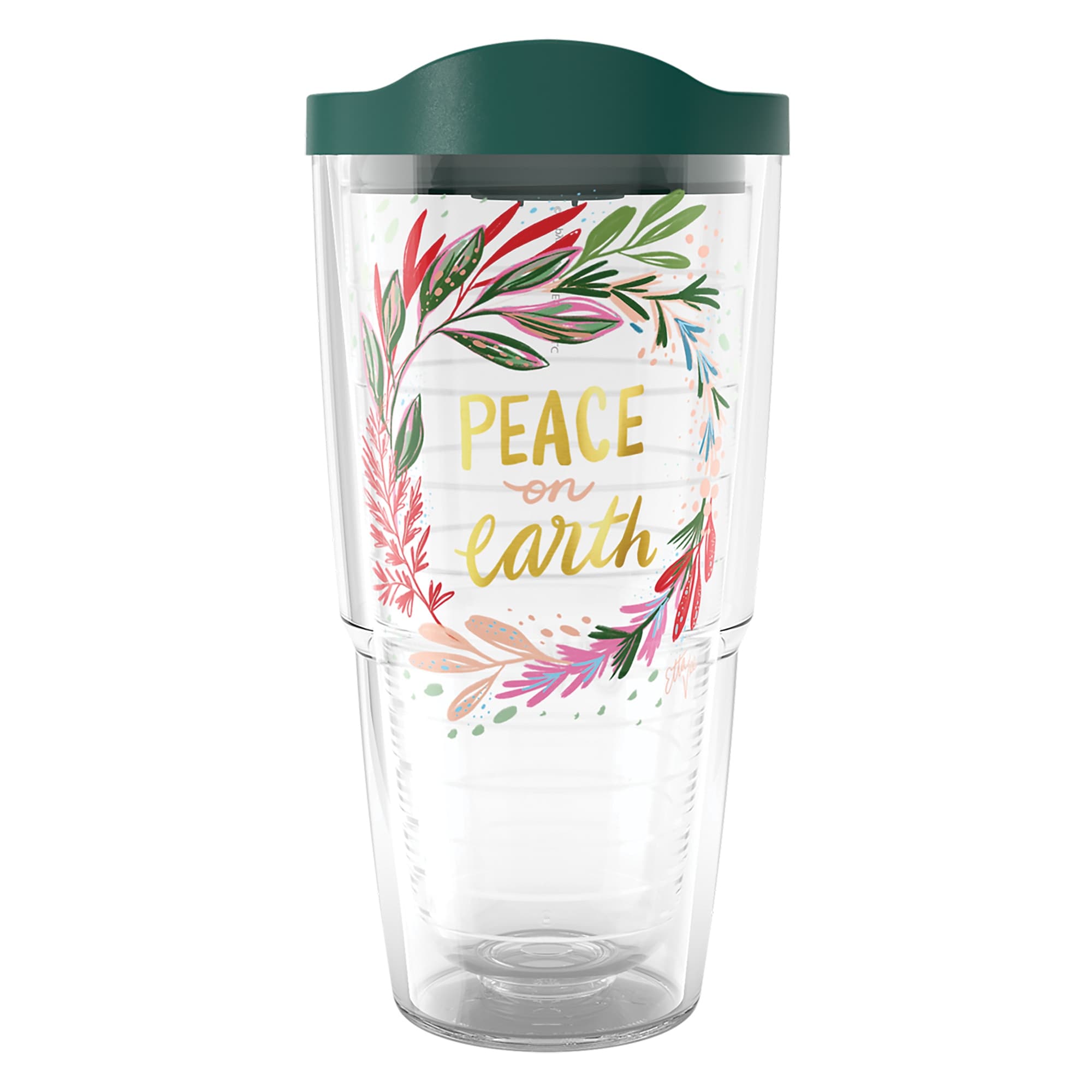 Tervis EttaVee Christmas Holiday Peace On Earth Made in USA Double Walled Insulated Travel Tumbler, Peace