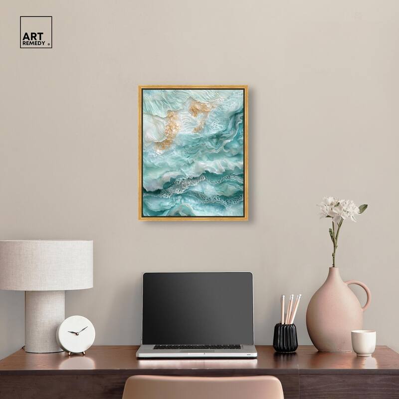 Teal Tiered Turbulence Canvas by Art Remedy