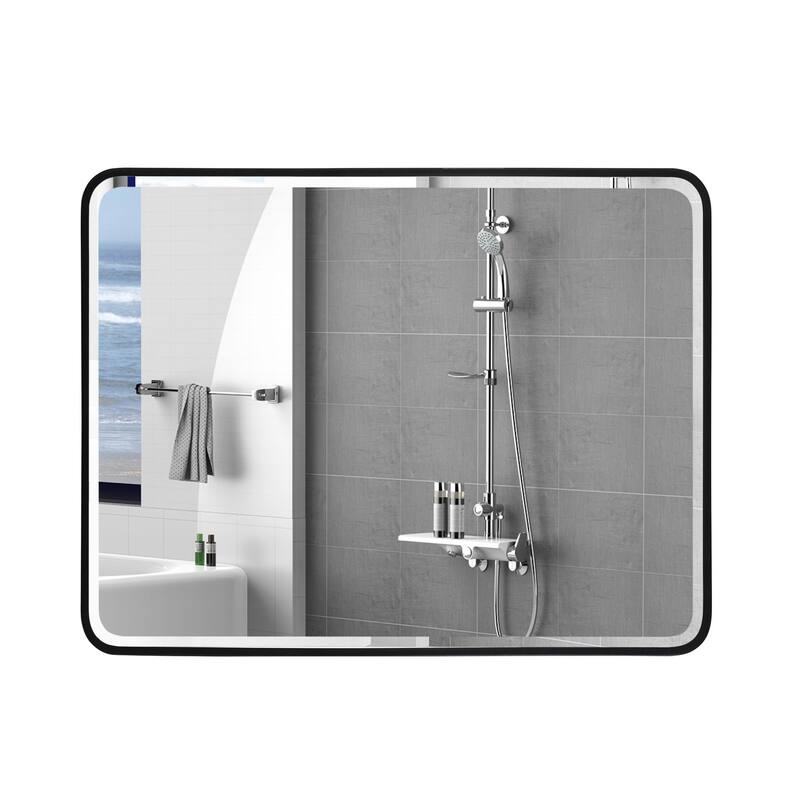 Aluminum Frame Beveled Glass Bathroom Wall Mirror with Round Corner