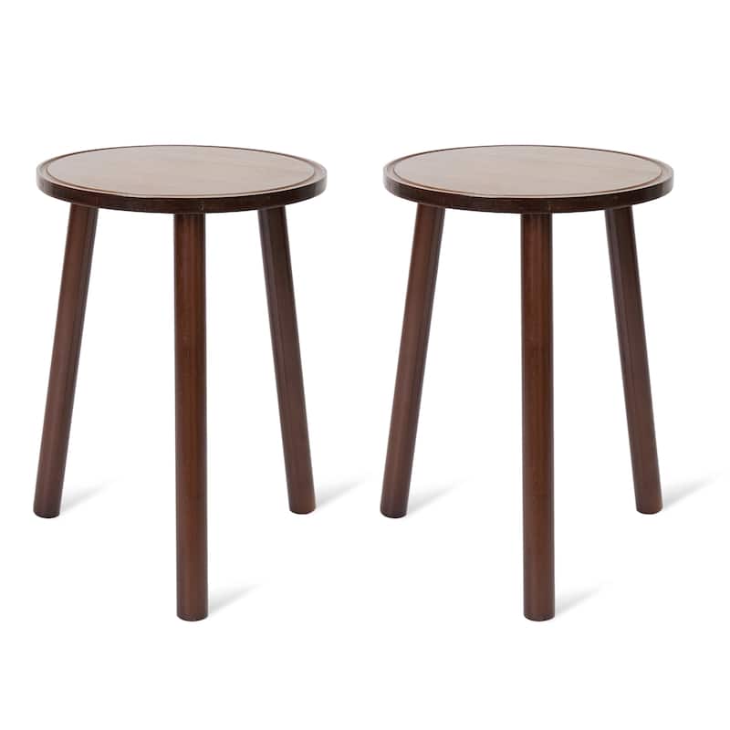 2-Piece Mid Century Tall Plant Stand Round End Table Pots Holder