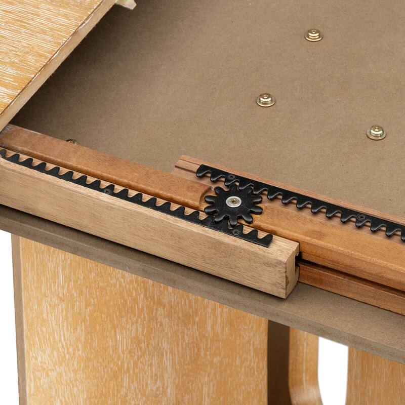 Solid Wood 57.3" Round Dining Table with Extendable Top and Removable Leaf for Gatherings and Family Meals