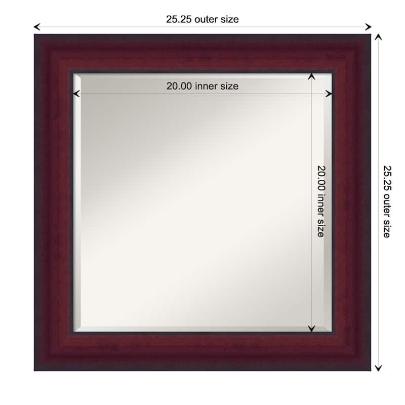 Canterbury Cherry Beveled Wood Framed Bathroom Vanity Wall Mirror - Canterbury Cherry - Glass Size 20x20
