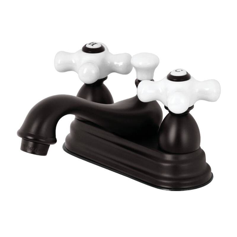 Kingston Brass Restoration Two-Handle 3-Hole Deck Mount 4 in. Centerset Bathroom Faucet