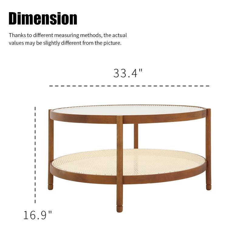 Modern Farmhouse Coffee Table Set Nesting Round Wooden Table Side Table Set for Living Room, Bedroom