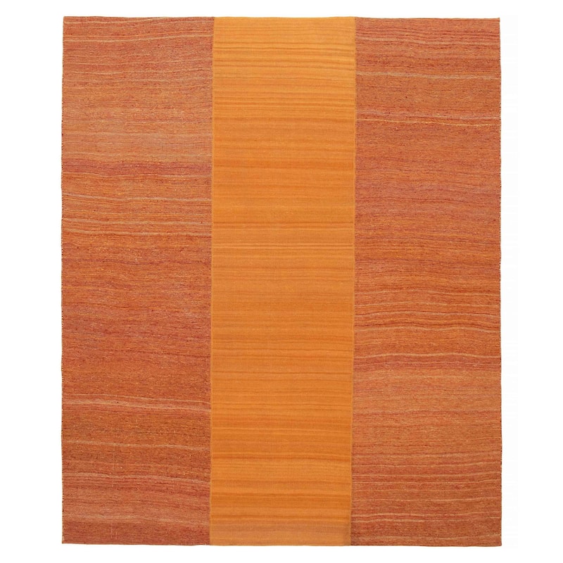 ECARPETGALLERY Flat-Weave Ankara FW Copper Wool Kilim - 8'1 x 9'10 - Dark Copper - 8'1 x 9'10