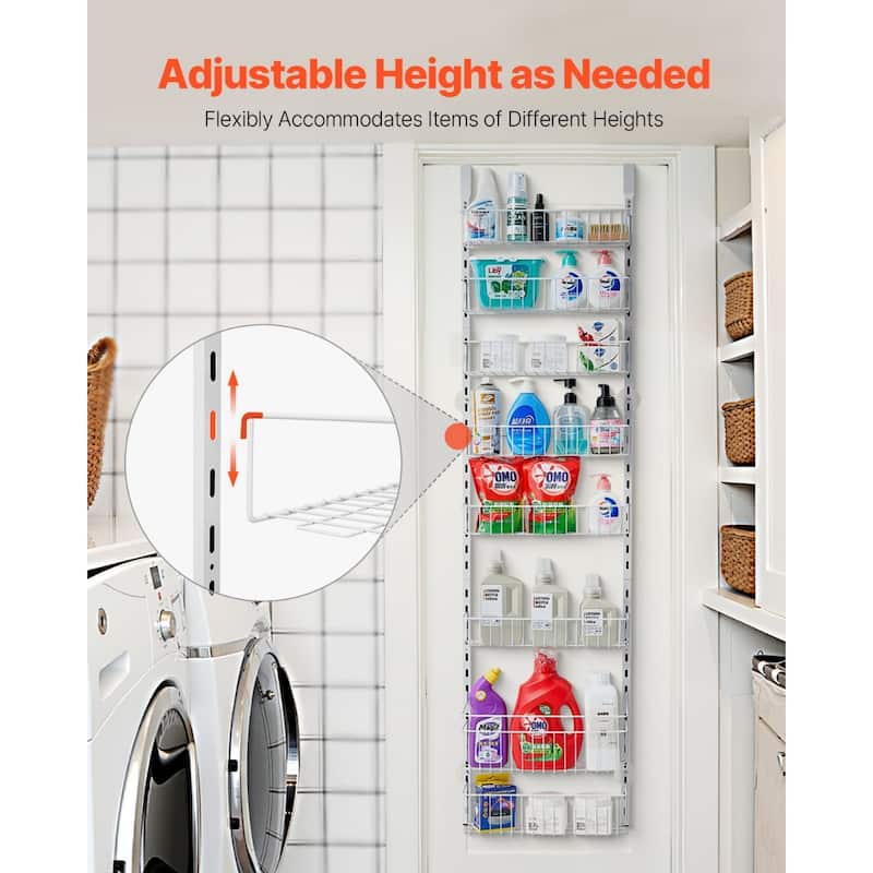 Pantry Organizer with Adjustable Baskets Wall Mount & Over Door Rack