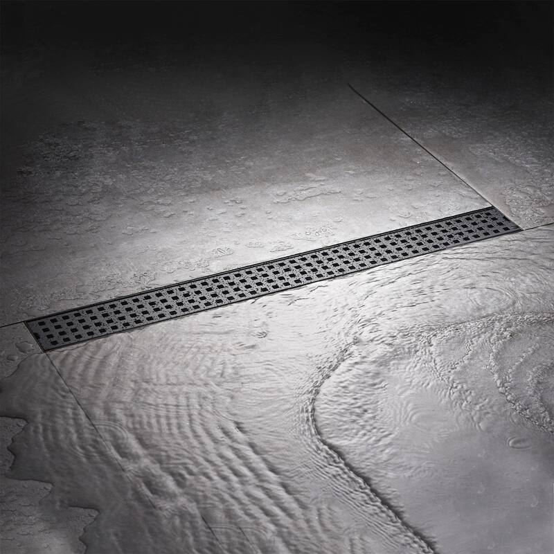 24 in. Stainless Steel Linear Shower Drain with Square Pattern Drain Cover