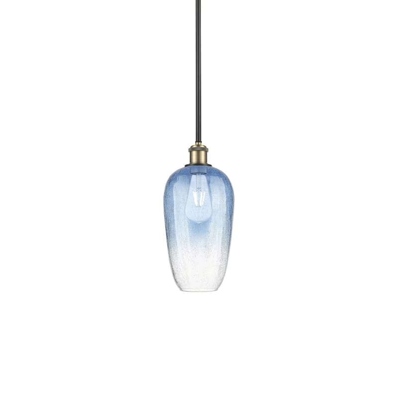 Innovations Lighting 516-1S-15-7 Brookhaven Flute Pendant Brookhaven - Black Antique Brass / Sapphire Blue