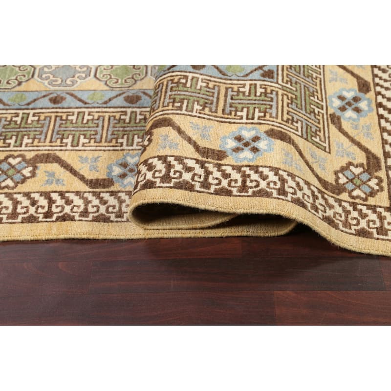 Vegetable Dye Khotan Oriental Wool Area Rug Hand-knotted Office Carpet - 6'4" x 9'4"
