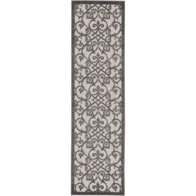 Nourison Alice Indoor/Outdoor Trellis Area Rug - 2'3" x 8' - Grey/Charcoal