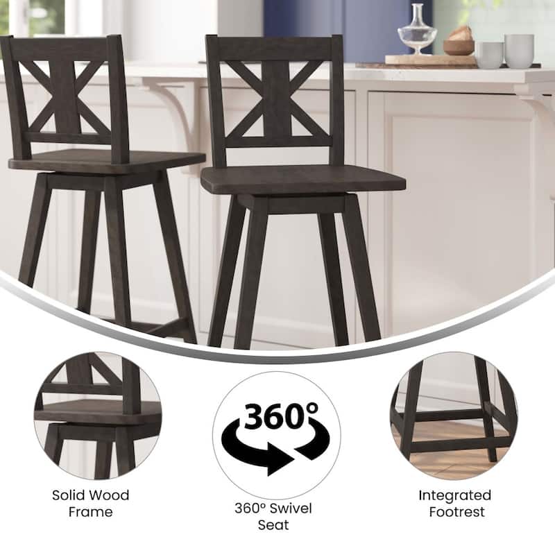 Commercial 360 Degree Swivel Wood Bar Height Stool