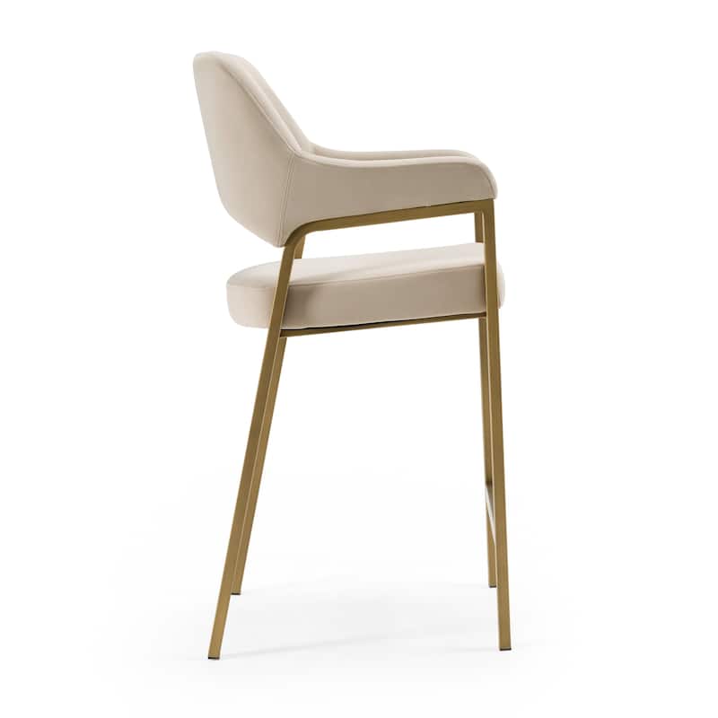 Modrest George Modern Beige Fabric & Antique Brass Counter Chair