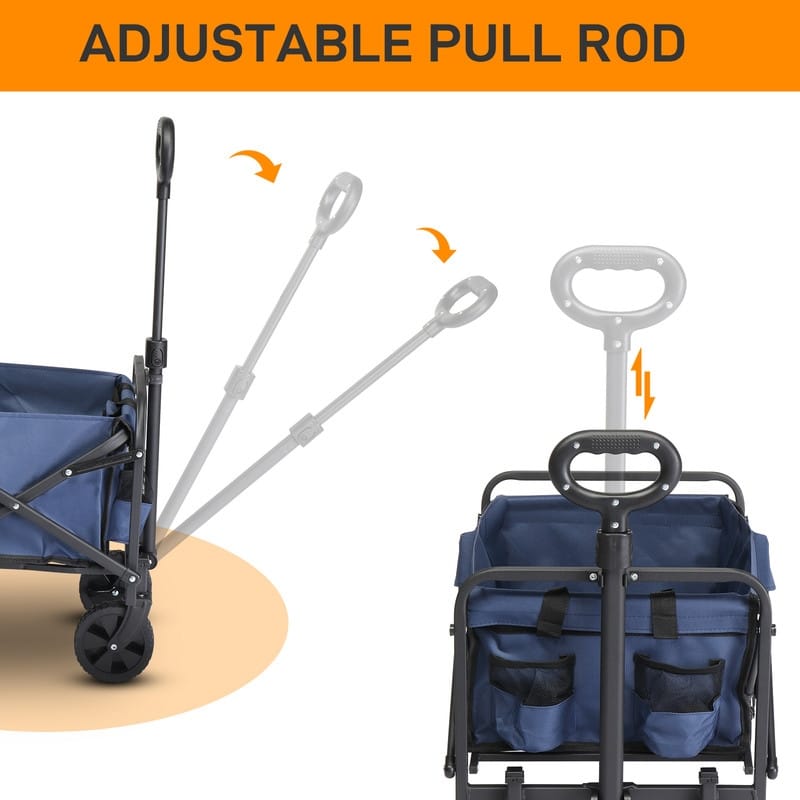 220lbs Capacity Collapsible Steel Frame Outdoor Utility Wagon Cart