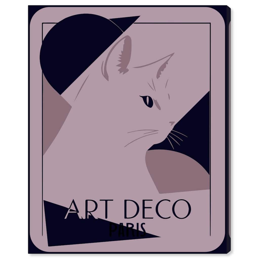 Cat Deco Canvas by Art Remedy, Gallery Wrapped