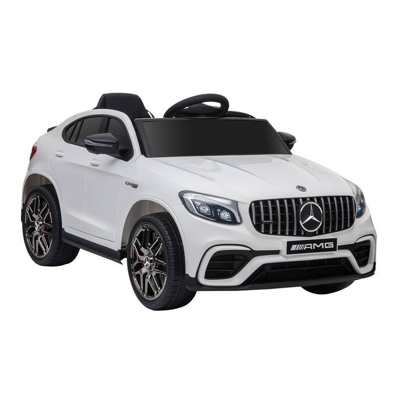 12V Mercedes Benz AMG GLC63S Coupe Ride-On Car with Remote Control, 2 Speeds, Music, and Lights for Kids - White