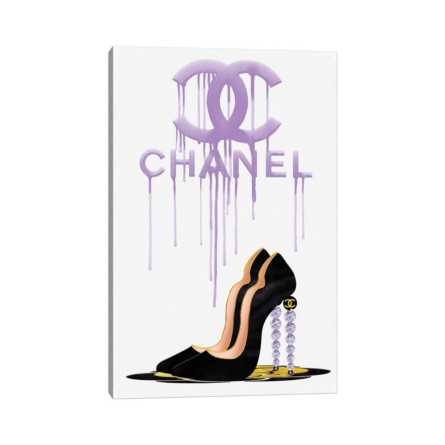 Fashion Drips CC Purple High Heels, Diamonds & Pearls by Pomaikai Barron Fine Art Paper Poster ( Fashion > Fashion Brands > Chanel art) - 24x16x.25