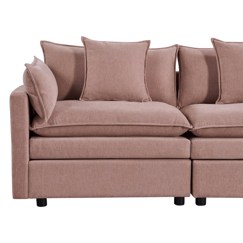 108.66"Chenille L-shaped Sectional Sofa with Convertible Chaise,Comfy Cloud Couch Deep Sectional Sofa with Ottomans