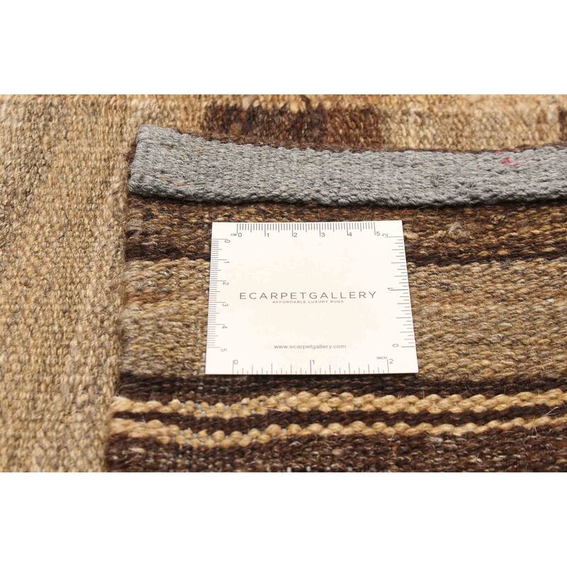 ECARPETGALLERY Flat-Weave Boho Khaki Wool Kilim - 4'11 x 6'8