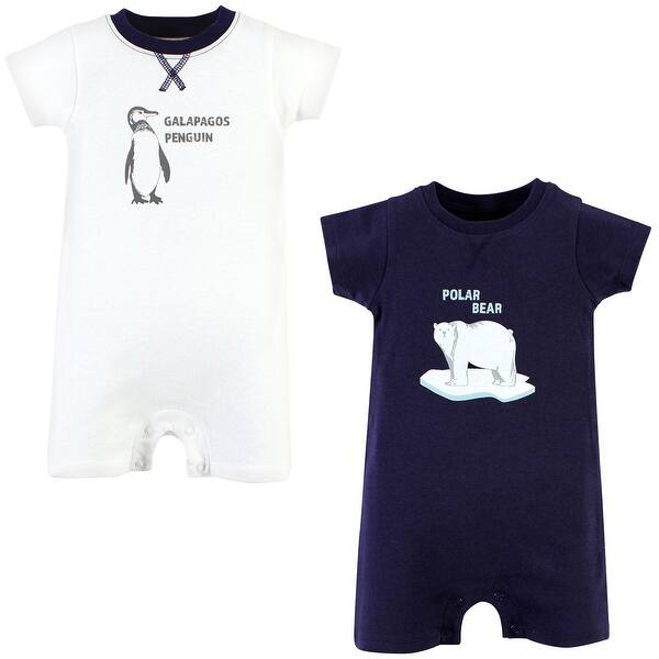 slide 1 of 1, Touched by Nature Unisex Baby Organic Cotton Rompers, Endangered Polar Bear 18 - 24 Months - Blue