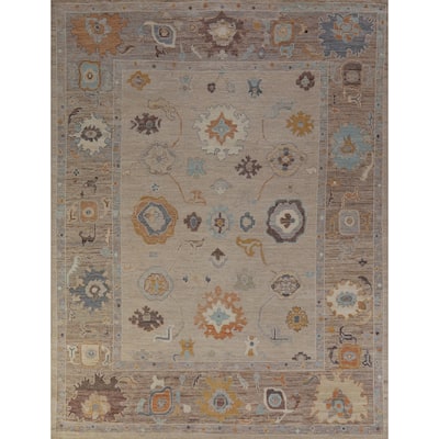 Hand Knotted Oriental 100% Wool Carpet Transitional All-Over Beige & Ivories Oushak Area Rug - 10' 0'' X 8' 2''