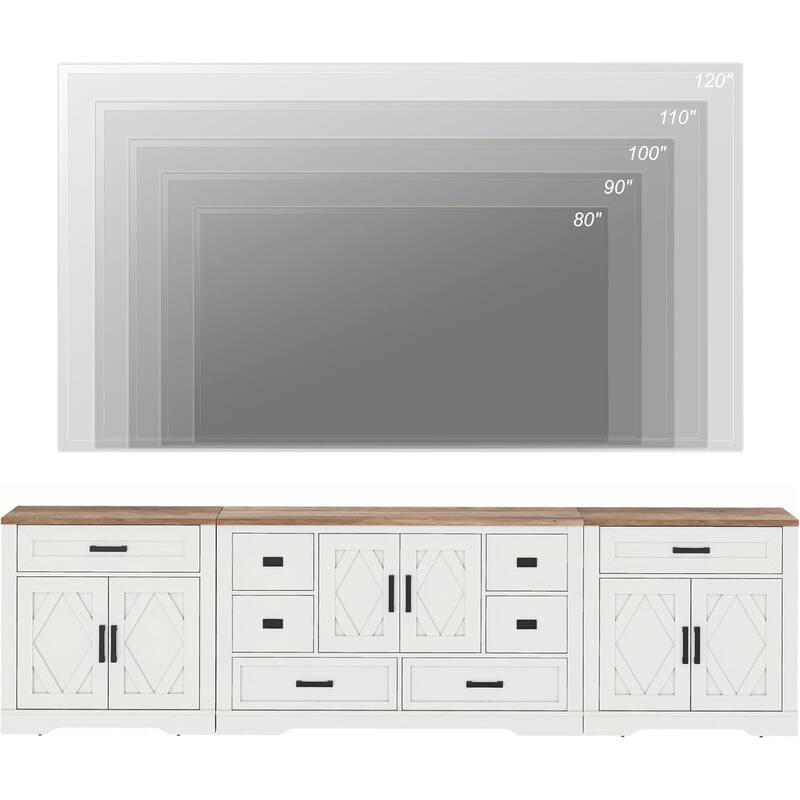 Large TV Stand,3/4-in-1 Farmhouse TV Console Table with Storage Barn Door Cabinet