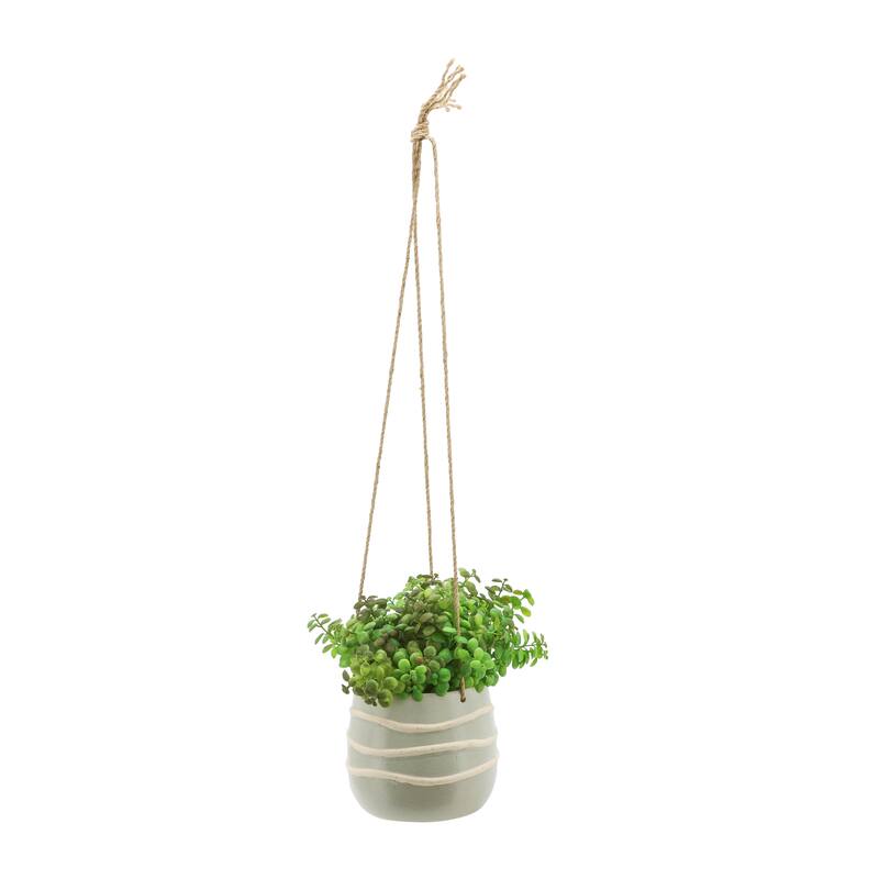 Sagebrook Home Neutral Textured Ceramic Hanging Planter
