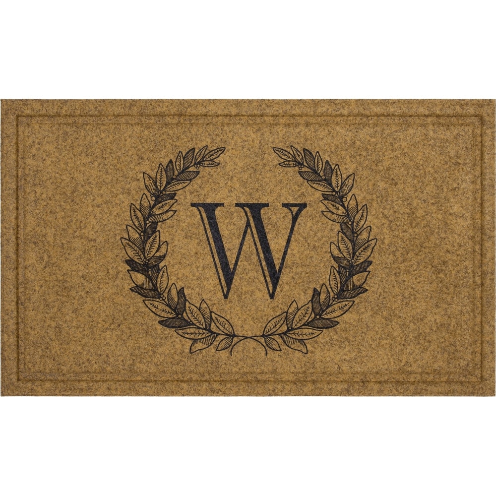 Mohawk Home Monogram Initial Faux Coir All Weather Recycled Rubber Door Mat