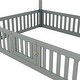 preview thumbnail 8 of 6, Full Size Wood House Bed with Fence and Door