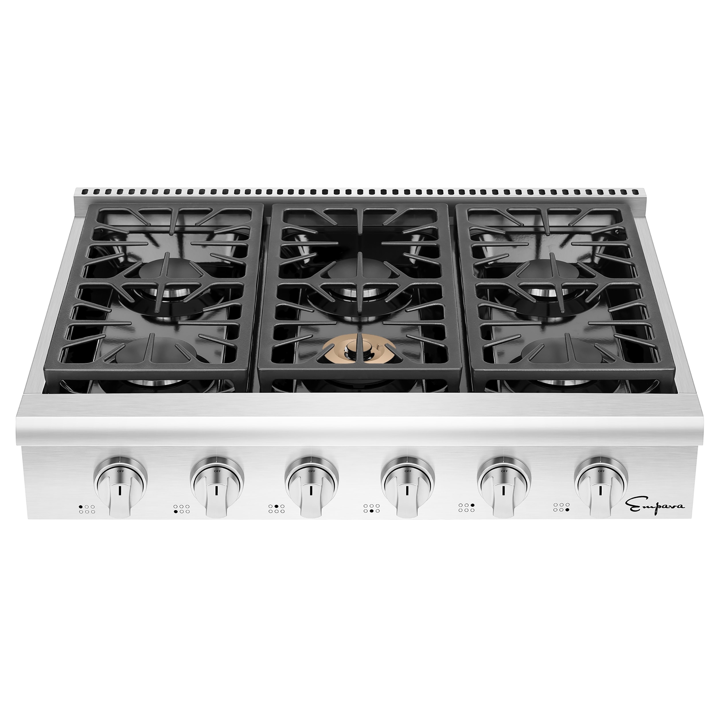 36 in. Pro-Style Slide-in Natural Gas Rangetop with 6 Deep Recessed Sealed Burners in Stainless Steel - 36 Inch