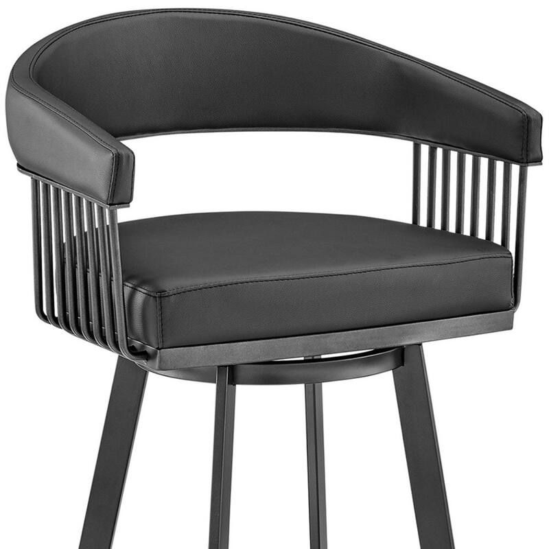 Modern Swivel Low Back Bar Height Stool Chair with Iron Frame and Metal Finish Perfect for Kitchen Island