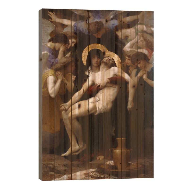 Pieta 1876 Print On Wood by William-Adolphe Bouguereau - Multi-Color - 26x18x1.5