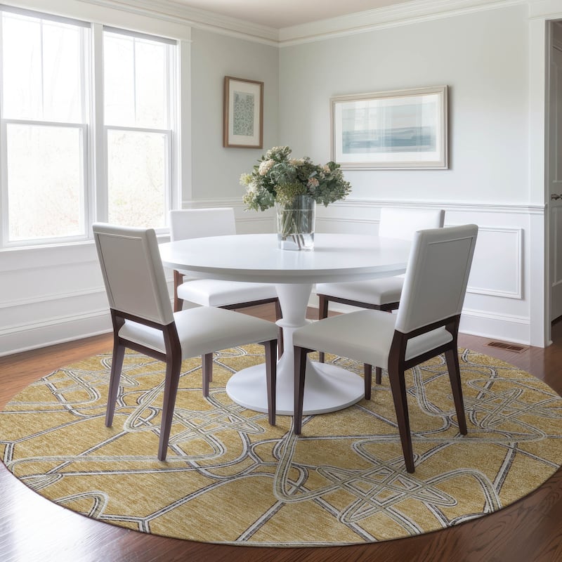 Machine Washable Indoor/ Outdoor Contemporary Links Chantille Rug