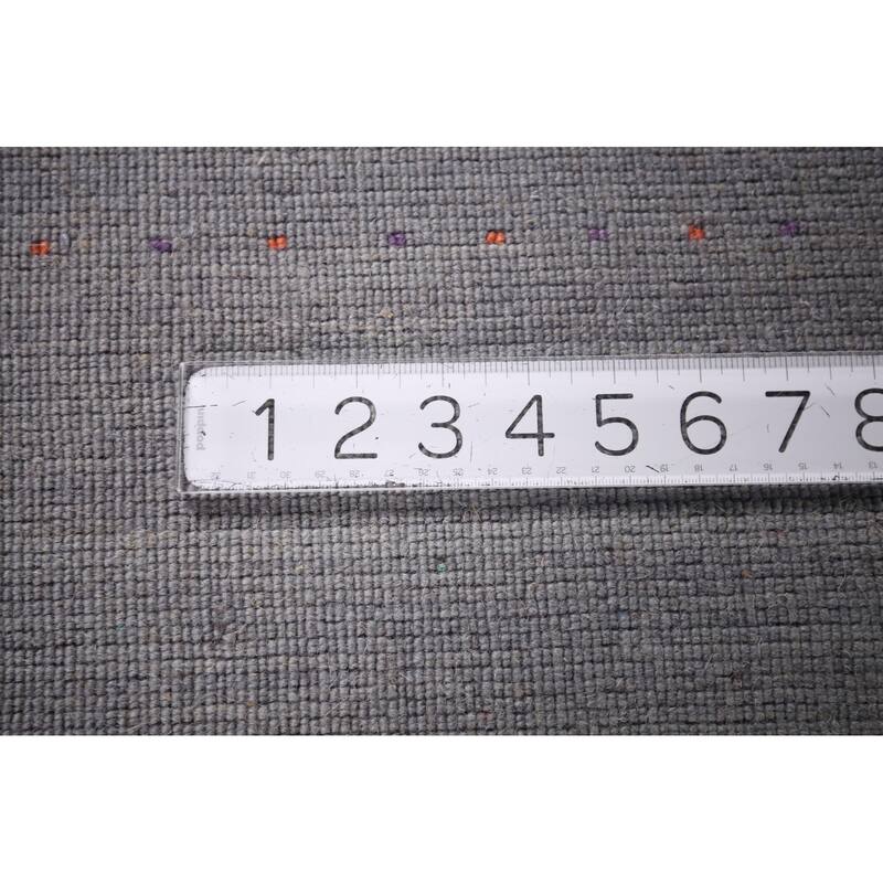 Tribal Gray Gabbeh Indian Area Rug Hand-Knotted Wool Carpet - 8'1"x 9'11"