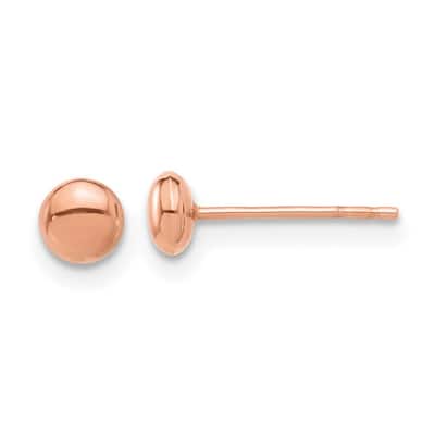 Curata 14k Rose Gold Polished Button Post Earrings - 4.4x4.4mm