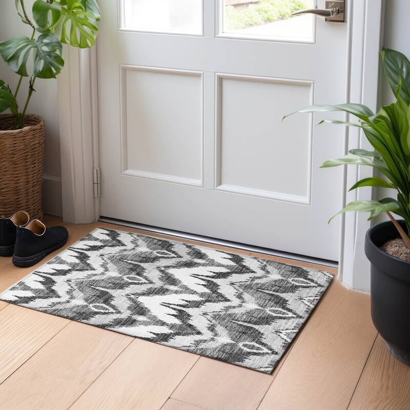Premium Washable Super Soft Modern Ikat Mayfield Rug - Gray - 1' 8" x 2' 6" - Rectangle