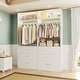 preview thumbnail 74 of 76, Kyrvo Freestanding Closet System with 3 Wooden Drawers ＆ Hanging Rod ＆ Storage Shelf, Modular Walk-in Closet Organizer Wardrobe