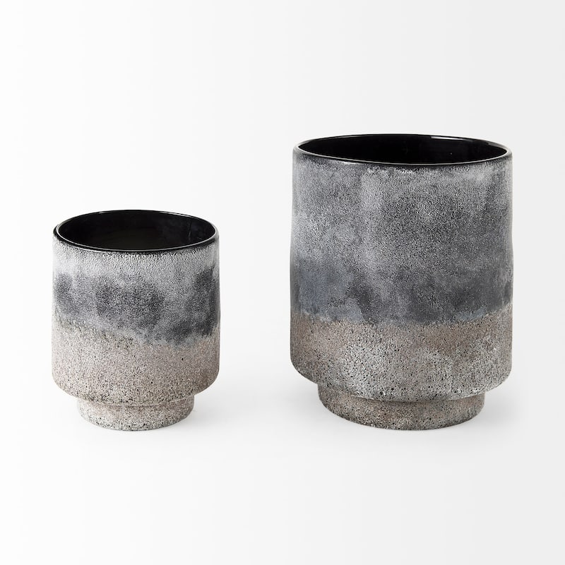 Squally 6.0L x 6.0W x 6.4H Black/Brown Ceramic Ombre Textured Small Vase