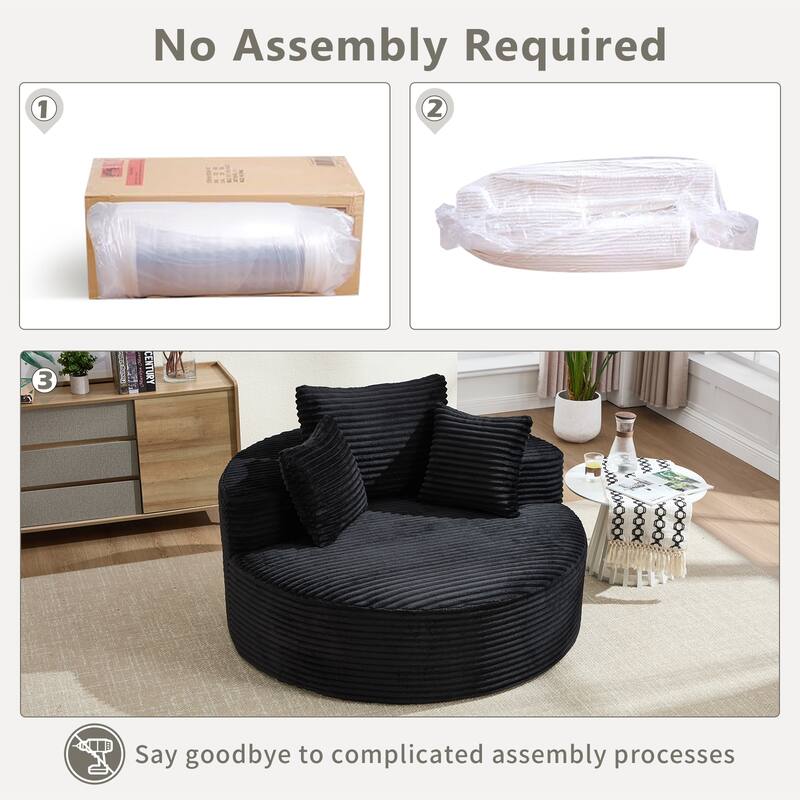 Sectional Modular Daybed Couch, Round Sofa Bed with Memory Foam, Sleeper Sofa with Removable Cushions
