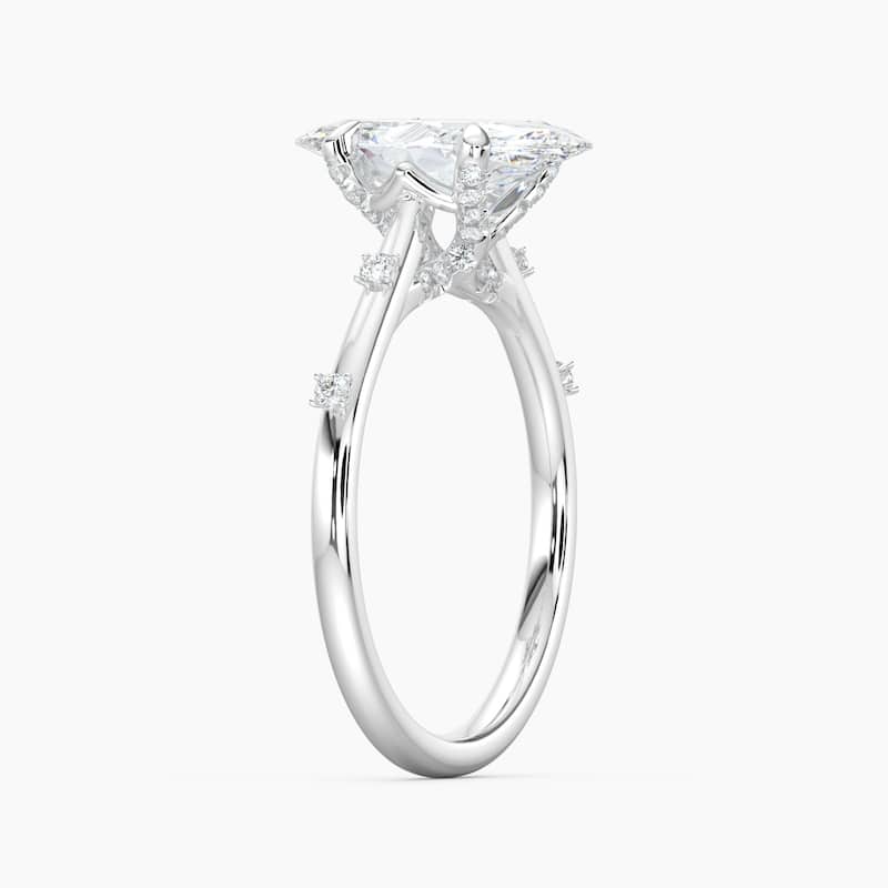 Auriya 14k Gold Petite Diamond Station Marquise Lab Grown Engagement Ring 1.00 to 5.00 ct. tw. (F-G, VS)