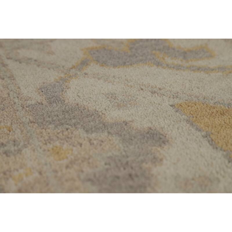 Gray Oushak Large Rug Transitional Handmade Wool Carpet - 12'0" x 15'1"