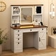 preview thumbnail 4 of 7, Gymax Farmhouse Vanity Desk w/ Lighted Mirror Makeup Vanity Table w/ 3