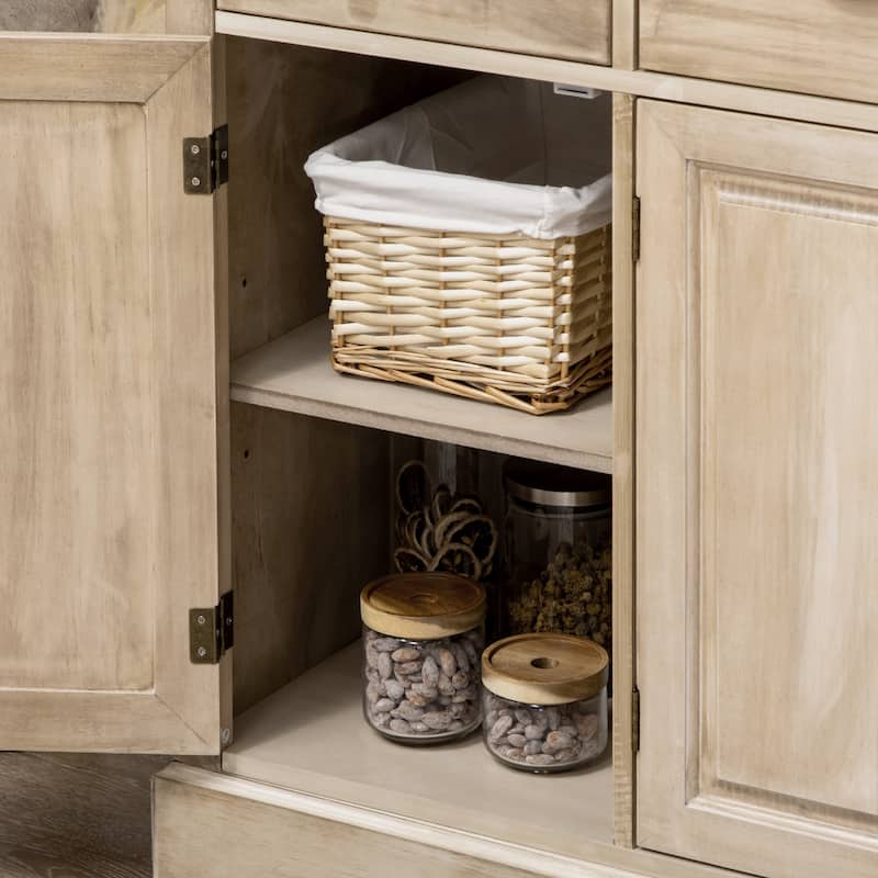 Industrial Buffet Cabinet, Kitchen Sideboard Storage with 3 Drawers, 3 Door Cabinets and Adjustable Shelf for Living Room