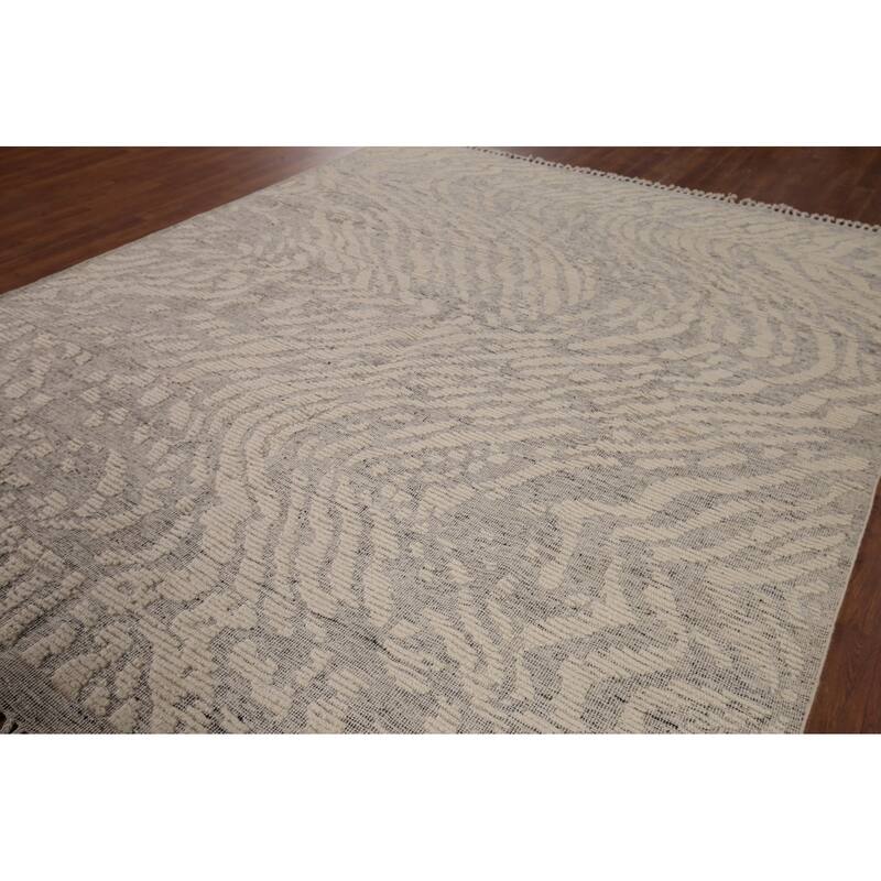 All-Over Moroccan Abstract Area Rug Hand-Knotted Wool Carpet - 8'0"x 10'3"