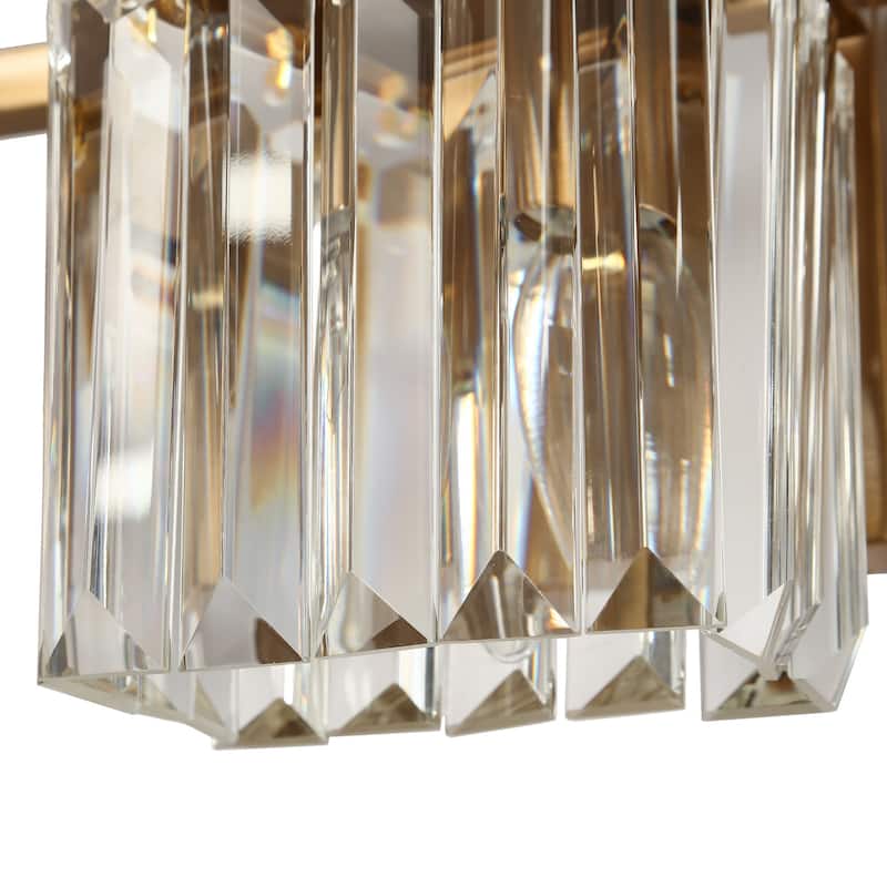 Diore Modern 3-Light Crystal Bathroom Vanity Light Gold Wall Sconces - Electroplated Gold - L22.2"*W5.5"*H6"