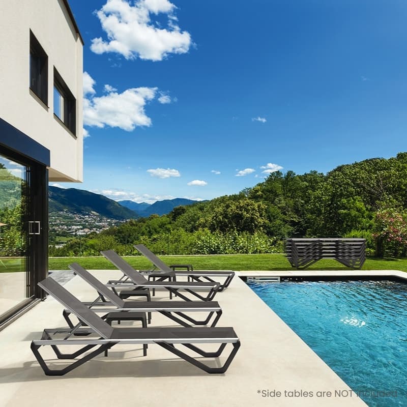 Furnish Theory Seabreeze Deck Patio Sunloungers Lounge Chairs Outdoor Chaise Lounges (Various Frame & Mesh Colors; Set of 2)