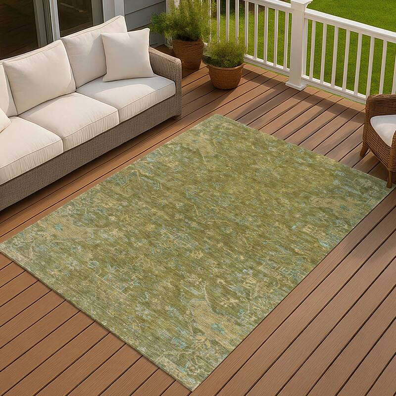 Machine Washable Indoor/ Outdoor Traditional Chelsea Chantille Rug - Fern - 9' x 12'