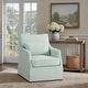 preview thumbnail 64 of 73, Martha Stewart Bedford London Upholstered Skirted Swivel Armchair with Lumbar Pillow Single - Mint
