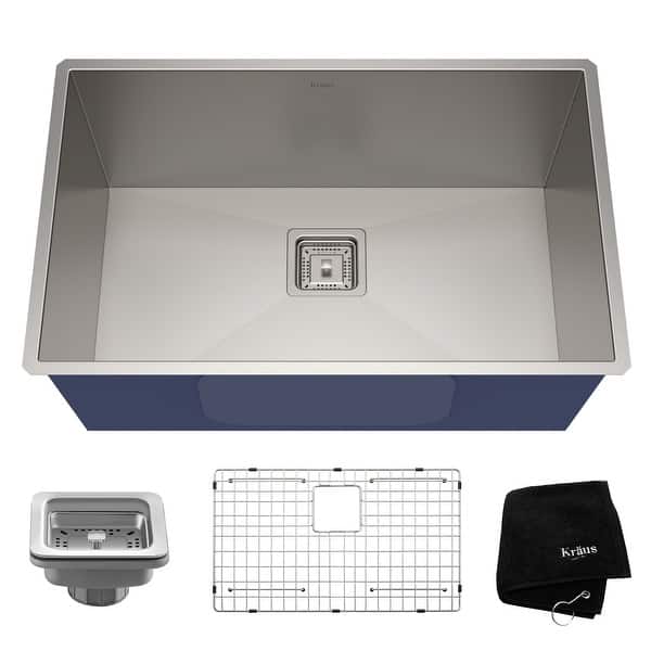 slide 1 of 16, KRAUS Pax Stainless Steel 28 1/2 inch 1-Bowl Undermount Kitchen Sink