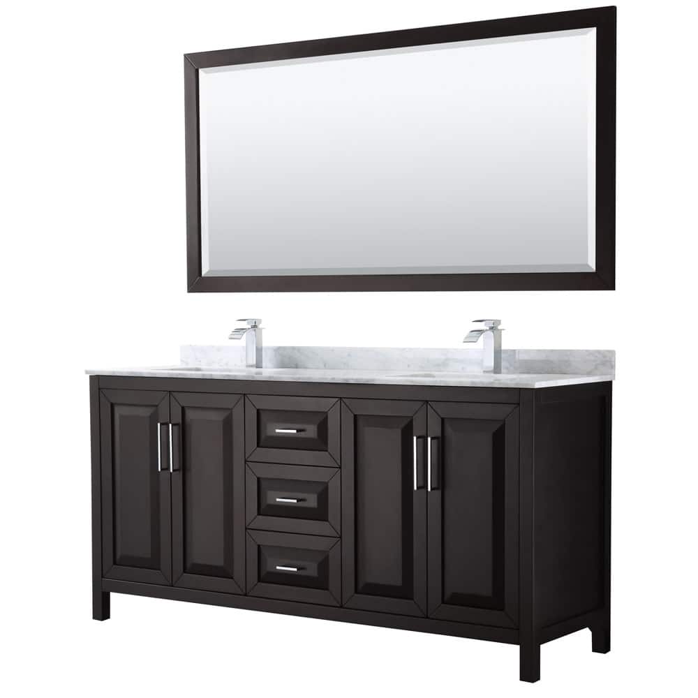Wyndham Collection Daria 72" Free Standing Double Vanity Set with MDF